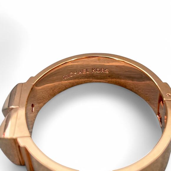 Michael Kors Pyramid Stud Bangle Bracelet Hinged Rose Gold Finish - Picture 4 of 10